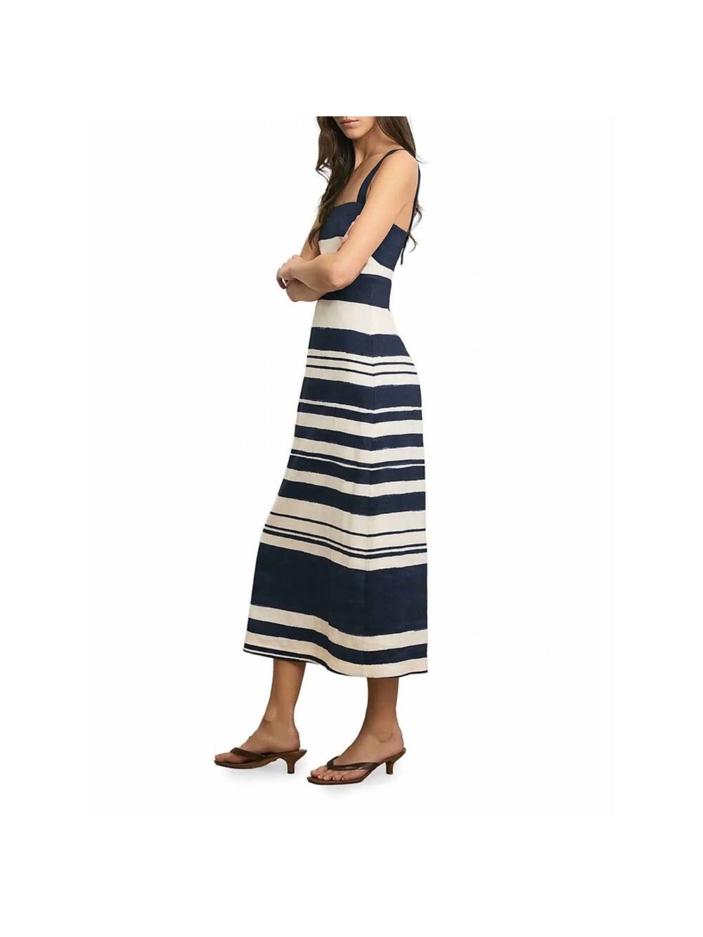 Veronica Beard Navy & White Striped Midi Maxi Dress - Picture 2 of 5